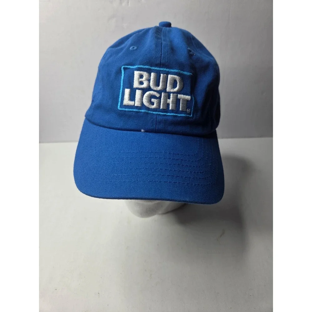 Bud Light Hat Mens Royal Blue Embroidered Logo Adjustable Strapback Dad Cap OSFM